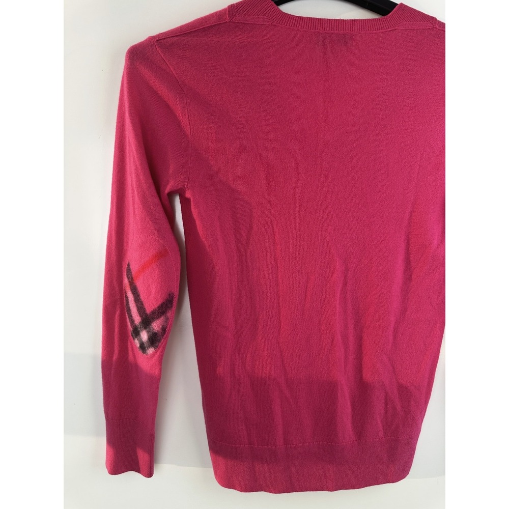 Burberry London Cashmere Sweater Pink Nova Check Elbow Patch XS Luxury Designer - Picture 14 of 16